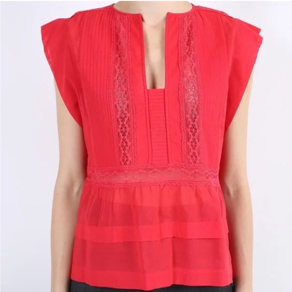 Isabel Marant etoile red lace blouse size 38 or 6 - Picture 1 of 11
